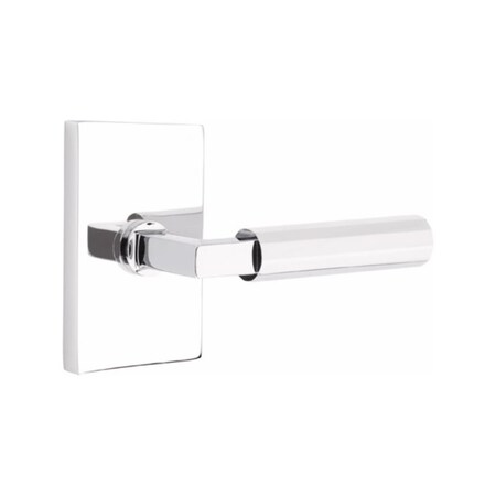 Emtek L-Square Stem Faceted Lever Right Hand 2-3/8" Backset Passage with Modern Rectangular Rose for 1-1/4 5112US26.LSUS26.FAUS26.RH